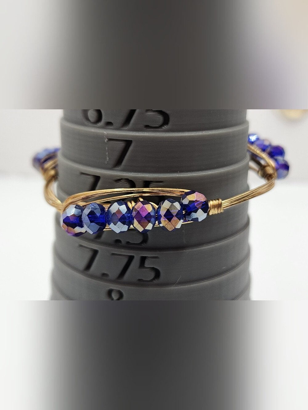 Bourbon and Bowties B&B Purple & Gold Wire Wrap Bracelet Faceted AB Beads